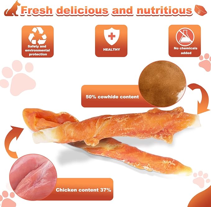 Pawant Puppy Training Snacks Dog Chews Treats Chicken Wrapped White Rawhide Sticks 0.5lb