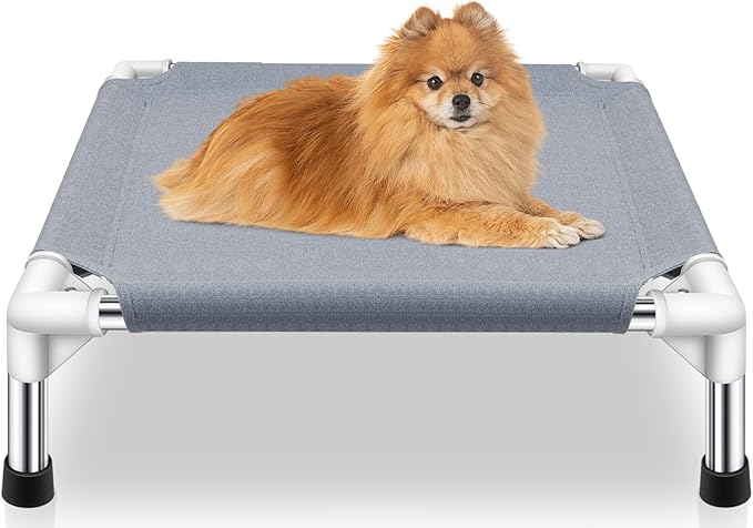 Elevated Dog Bed for Small Dogs, Dog Cooling mat Cot, Raised Dog Bed | Indoor Detachable Raised Dog Bed, 20" L x 20" W x 6.5"H，with Non-Slip Feet，Soft and Luxurious Comfortable