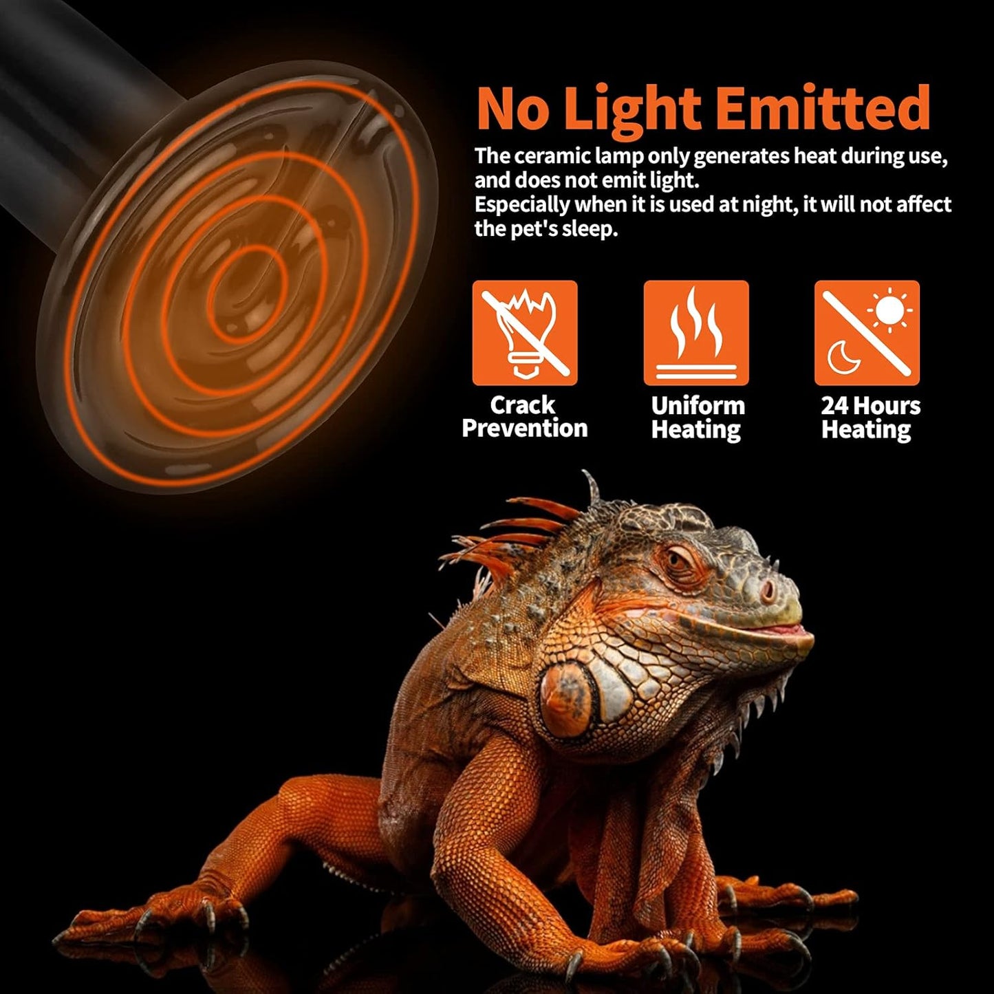 LUCKY HERP 75W Ceramic Heat Emitter, Reptile Heat Bulbs, Ceramic Heat Lamp for Reptiles, Amphibian, Chicken, Dog, Cat (2-Pack)