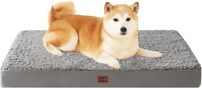 EHEYCIGA Orthopedic Dog Bed Large with Removable Washable Cover, 36x27 | Egg Crate Foam Support, Durable Oxford fabric, Non-Slip Bottom, Machine Washable, Soft Waterproof Plush Pet Bed Mat For Crate