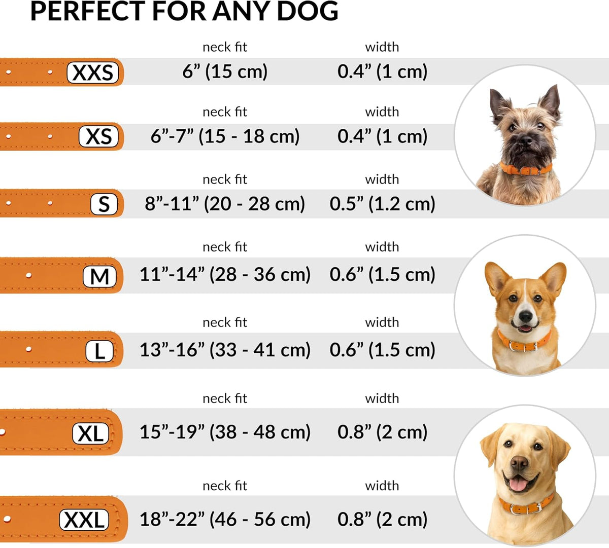CollarDirect Rolled Leather Dog Collar, Soft Padded Round Puppy Collar, Handmade Genuine Leather Collar Dog Small Large Cat Collars 13 Colors (8-11 Inch, Orange Textured)
