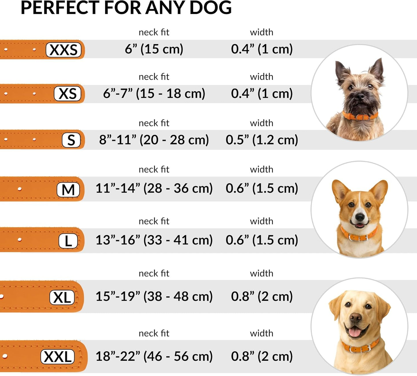CollarDirect Rolled Leather Dog Collar, Soft Padded Round Puppy Collar, Handmade Genuine Leather Collar Dog Small Large Cat Collars 13 Colors (11-14 Inch, Orange Smooth)