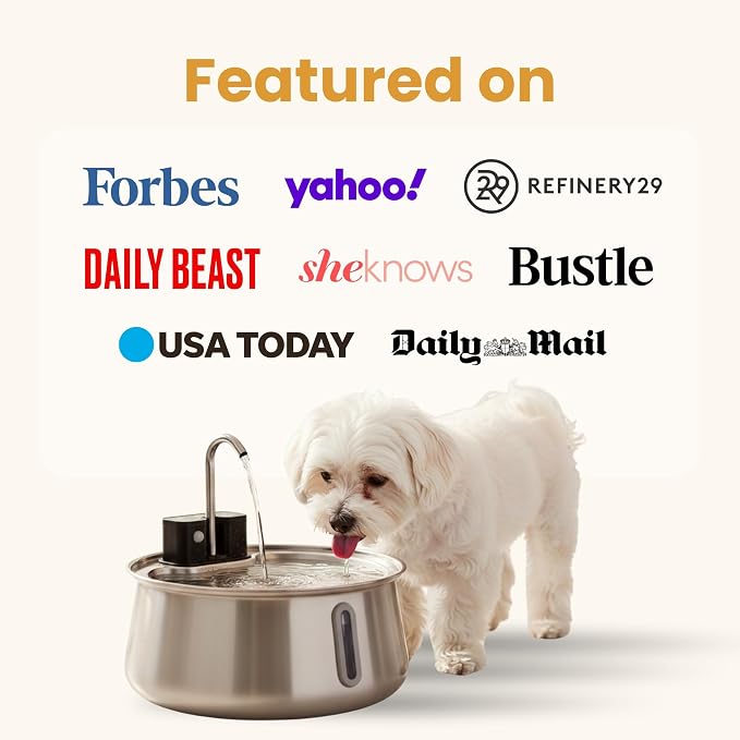 Wireless Dog Water Fountain, Large 7L (236oz) Stainless Steel Pet Water Fountain for Large Dogs and Multi-Pet Homes, Ultra Quiet Automatic Fountain with 3-Layer Filtration