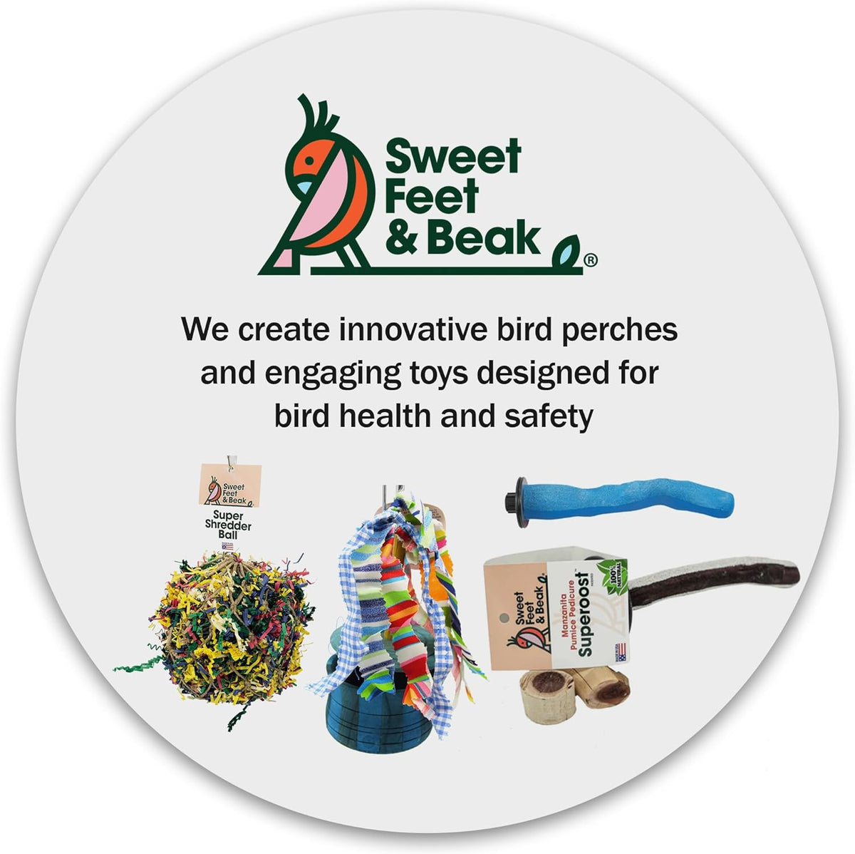 Superoost Manzanita Pumice Pedicure Perch- Easy to Install Bird Cage Accessories for Healthy Feet, Nails and Beak - Natural Bird Perches Imitates Birds' Life in The Wild - S 8"