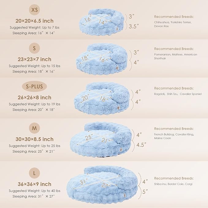 EHEYCIGA Dog Bed Medium Size Dog, Fluffy Small Dog Couch with Removable Washable Cover, Bolster Pet Sofa, Waterproof and Non-Slip, 30" x 30"x 8.5", Blue