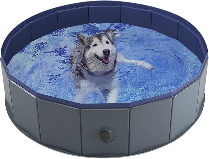 Niubya Portable Dog Pool, Foldable Pet Swimming Tub, Anti-Slip Collapsible Pet Bathtub, Hard Plastic Bath Pool for Pets Dogs and Cats, 40 x 12 Inches