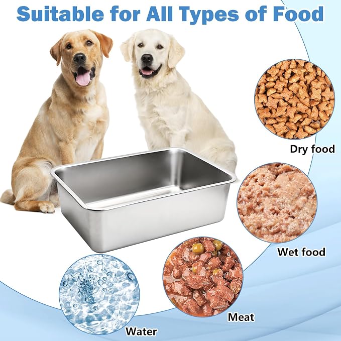 Fhiny 7 Gallon Stainless Steel Dog Water Bowl, Extra Large Capacity Dog Water and Food Bowl, Metal Pet Feeding Bowl for Indoor and Outdoor Use for Large Breed Pets（19.7 x 13.8 x 5.9 in）