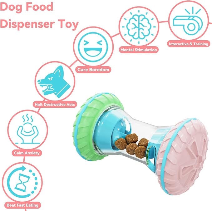 MateeyLife Interactive Dog Puzzle Toy, Adjustable Treat Dispensing Slow Feeder for IQ Training, Silent Quiet Roller for Small Medium Dogs, Boredom Relief Enrichment DogToys to Keep Them Busy