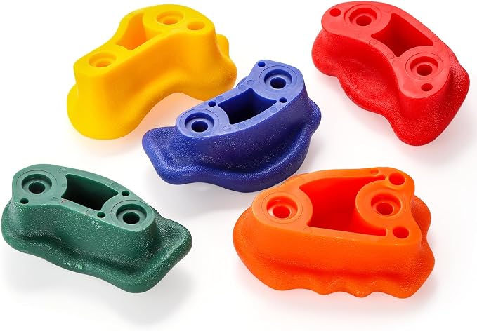 ZENFUN 25 Packs Rock Climbing Holds, Indoor & Outdoor Rock Wall Climbing Kit, Multi-Colored Climbing Rock Wall Grips with Mounting Hardware, Knotted Rope（Added 4 Sets of Spare Screws）