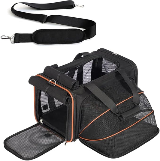 Expandable Cat Carrier for Small Pets, TSA Airline Approved Soft Sided Small Dog Travel Carrier, Collapsible Outdoor, Walking, Vet Cat Bag