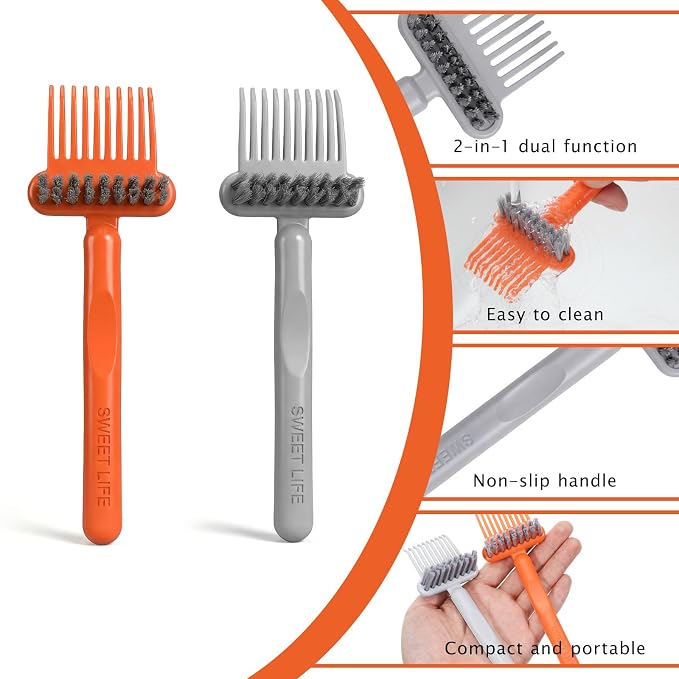 2 Pcs Brush Cleaning Tool 2-in-1 Hair Brush Cleaner Tool, Effective Hairbrush Cleaner Hair Brush, Portable Comb for Removing Hair and Dust for Home Travel Salon Use