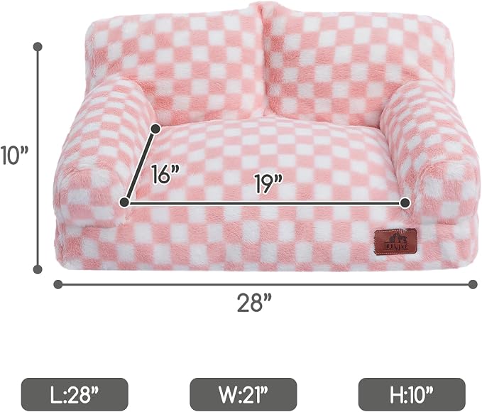 Hollypet Small Dog Large Cat Bed Puppy Couch Beds for Pets up to 25 lbs | Fluffy Dog Cat Couch Plush Soft Warming Pets Beds with Machine Washable Cover and Non-Slip Bottom