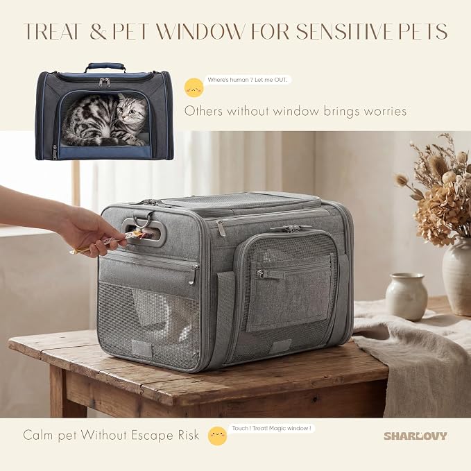 Top-Expandable Pet Carrier with Treat & Pet Window,18x13x9.5 Inch Southwest Frontier Airline Approved,Soft-Sided Dog Carrier for Small Dogs and Cats,Travel Cat Carrier with Locking Safety Zippers