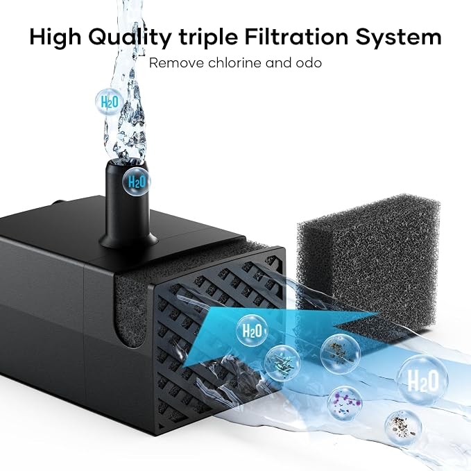 Water Pump Replacement for 11L/3Gallon Stainless Steel Dog Water Fountain,Ultra Quite Water Pump for Dog Water Dispenser for Large Dogs Water Drinking Bowl Fountain for Pet, Easy to Clean,Black