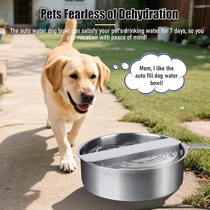 Automatic Dog Water Bowl Dispenser Large Breed| Auto Fill| High Capacity | Stainless Steel Dog Waterer with Float Valve Self Filling Auto Water Bowl for Outdoor Large Dogs Cats Chicken Livestock