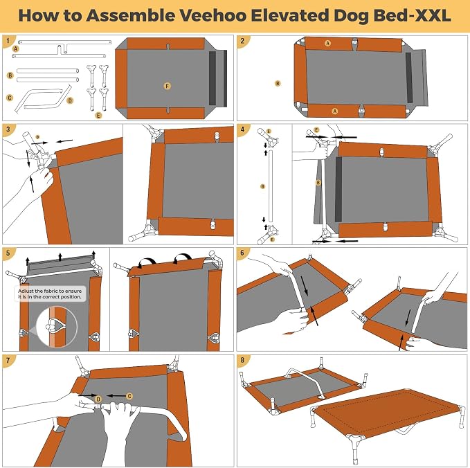 Veehoo Outdoor Elevated Dog Bed Large Sized Dogs, Cooling Raised Dog Cots | Off-ground training platform, portable camping hammock, breathable mesh, easy to clean, no-tool setup, 53"x37", Beige Coffee
