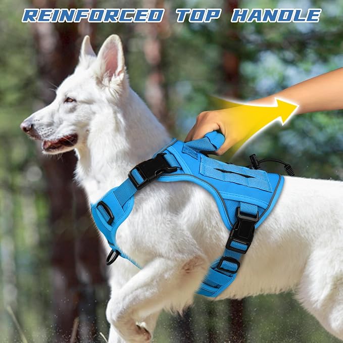 WINGOIN Blue Tactical Dog Harness for Small Dogs,No Pull Dog Harness | with Handle,Adjustable Reflective,Military K9 Style,Big Size Dog Vest,for German Shepherd,for Walking Training Hunting