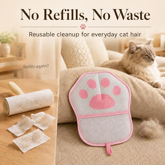 Pet Hair Remover for Bed, Couch & Clothes, Reusable Lint Roller Alternative, 2-Pack Cat Hair Remover for Furniture, No Refills Needed