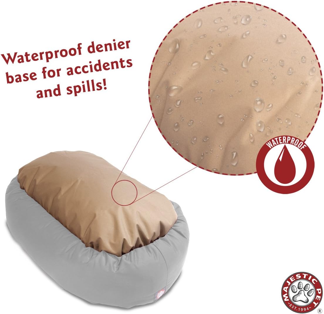 Majestic Pet 32 Inch Suede Calming Dog Bed Washable 32x23x7 (Inch) – Cozy Soft Round Donut Dog Bed with Spine Support for Dogs to Rest Their Head - Pet Bed Medium – Gray