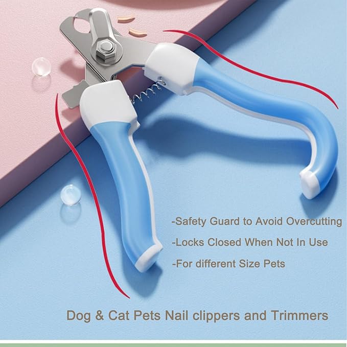 Dog & Cat Nail Clippers and Trimmers-with Safety Guard to Avoid Overcutting, Free Nail File, Razor Sharp Blade-Professional Grooming Tool for Pets