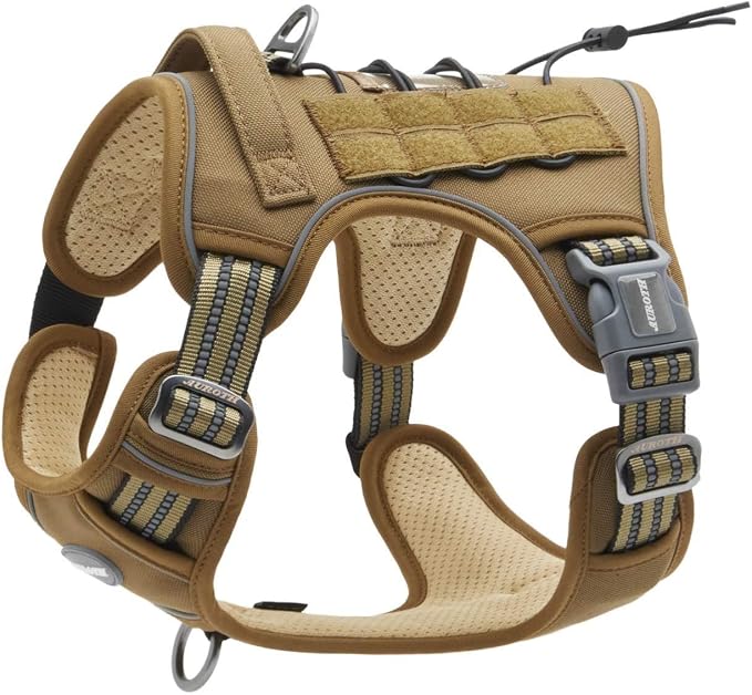 AUROTH Tactical Dog Harness for Small Medium Dogs No Pull Adjustable Pet Harness Reflective K9 Working Training Easy Control Pet Vest Military Service Dog Harnesses Army Yellow S