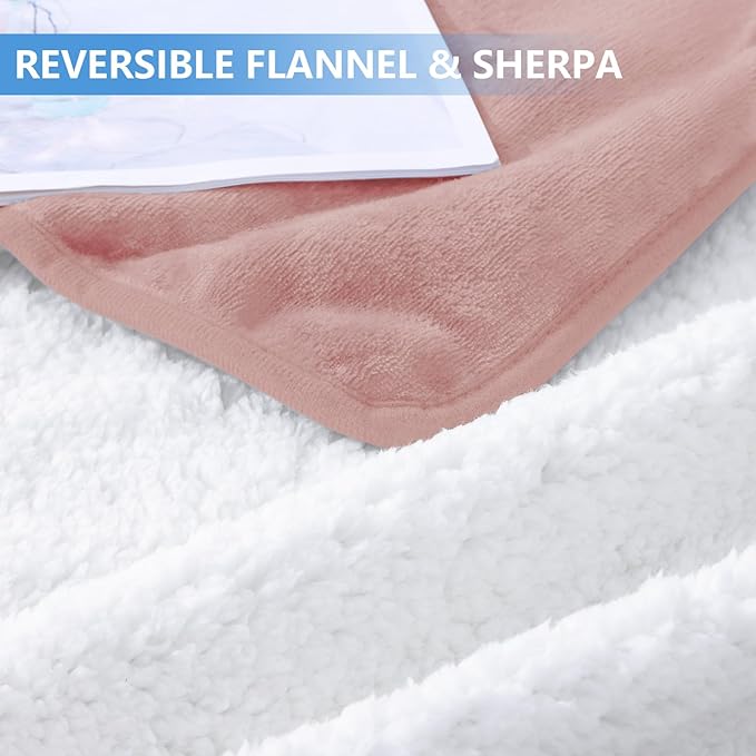 Smiry Waterproof Dog Bed Blanket, Leakproof Pet Throw Blanket for Bed Couch Sofa, Reversible Sherpa Fleece Furniture Protector Cover for Small Medium Large Dogs Cats (Dusty Pink, 60x80 inches)
