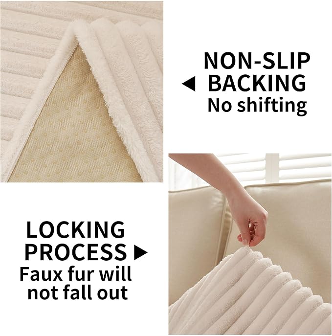 HAOMAIJIA Waterproof Couch Cover for Dogs Washable,Faux Fur Pet Couch Covers for Sofa,Soft Dog Bed Cover Non-Slip Couch Covers for 3 Cushion Couch Sofa Pet Friendly (Off White, 35" x 82")