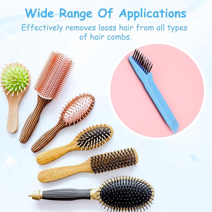 Yaomiao 2 Pcs Hair Brush Cleaner Tool 2-in-1, Light Blue Hairbrush Cleaner for Removing Hair Dust, Mini Comb for Removing Dirt, Home Salon Use