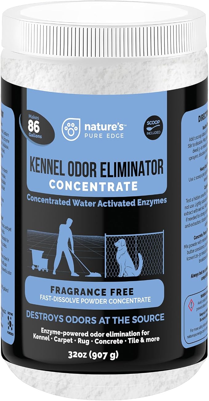 Enzyme Powder Concentrate Makes 86 Gallons - Professional Use for Kennel and Pet Odor Elimination - Removes Urine Poop from Carpets Floors -Enzyme Power, Safe for Pets. Makes 86 gallons-Fragrance Free