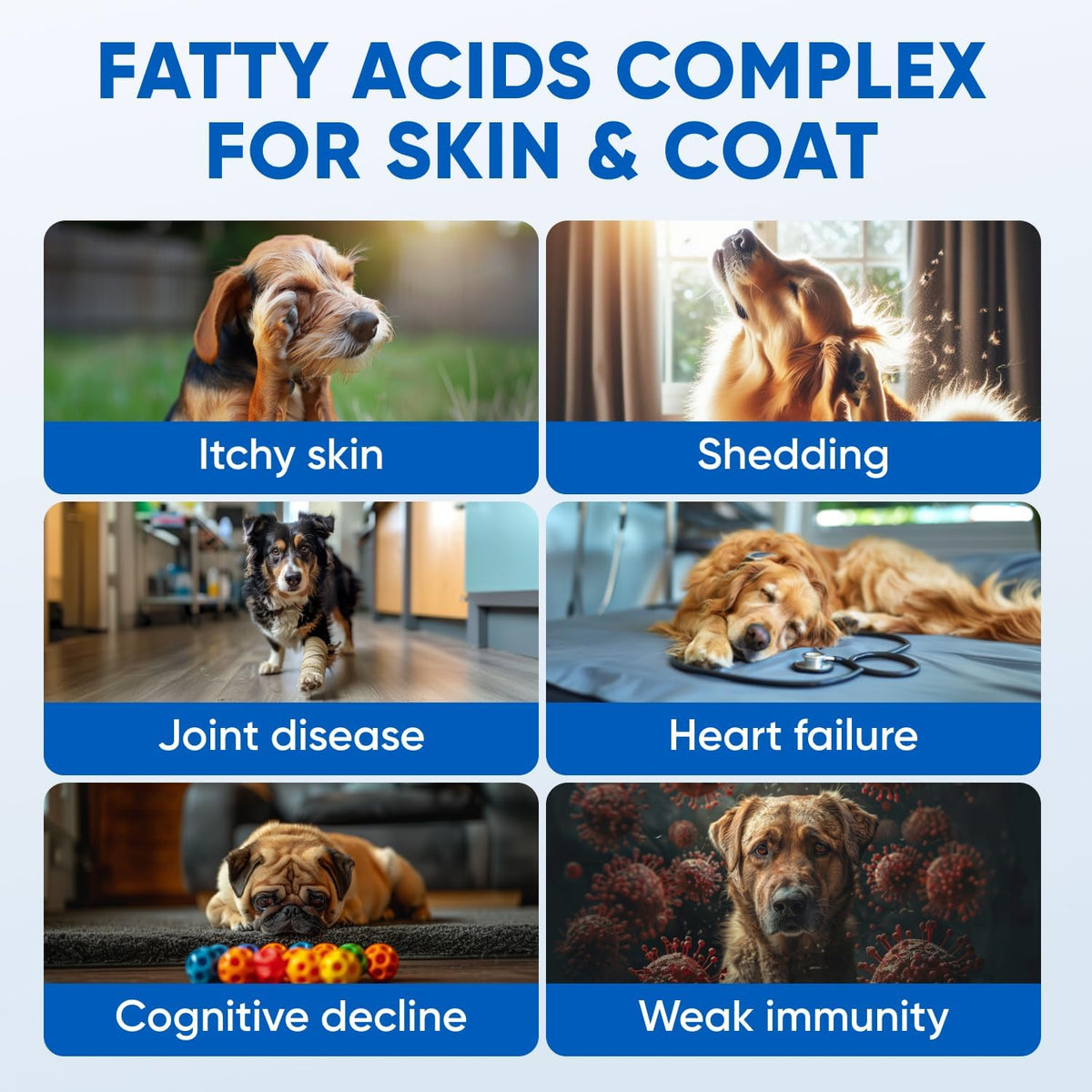 Chews for Dogs, Omega 3 Fish Oil - Dog Coat & Skin Supplement - USA Product - Itch Relief, Hot Spot Treatment - Salmon Oil for Dogs - 120 Soft Treats - Itching Skin Relief, Shedding, Hip & Joint