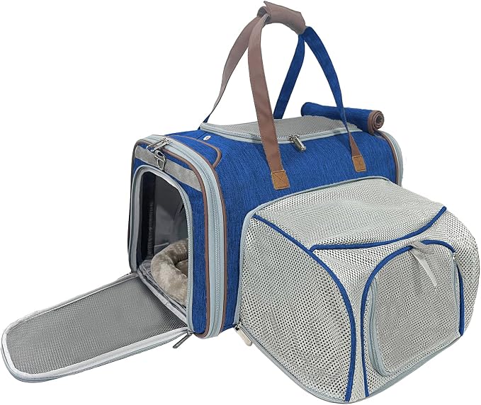 Mr. Peanut's Gold Series Standard Size Airline Compliant Expandable Pet Carrier V3.0 (Deja Blue)