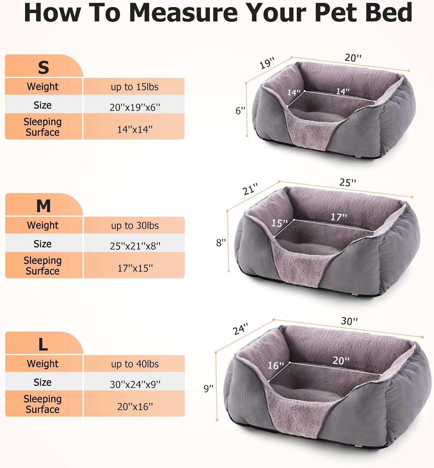 MIXJOY Dog Beds for Small Dogs, Cat Beds for Indoor Cats Washable, Calming Pet Small Size Dog, Soft Rectangle Pet Beds Sofa Cuddler, Orthopedic Cozy Puppy Beds, Anti-Slip Bottom(20x19in, Grey)