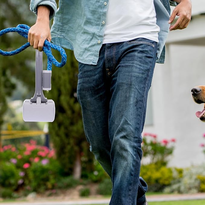 Beaupretty Heavy Duty Portable Dog Pooper Scooper with Handle, Gray Plastic Dog Poop Scoop for Yard and Outdoor Pet Waste Pickup