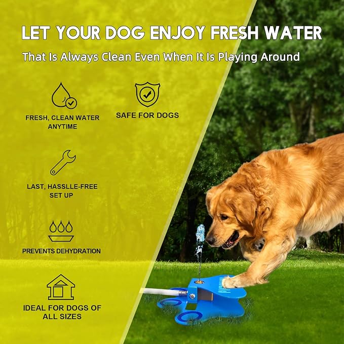 Automatic pet waterers - Paw Activated for LargeDogs, AluminumAlloy Step-On Pet Water Dispenser, Easy to Operate & Provides Fresh Drinking Water with Sprinkler Fun