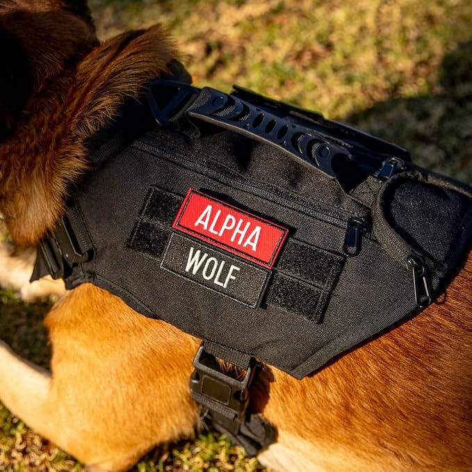 WOLFpak Tactical Dog Vest Harness No Pull Breathable MOLLE(Alpha Black, Large)