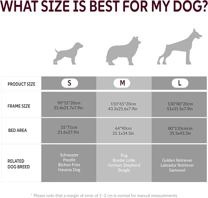 Elevated Dog Bed with Breathable Mesh Fabric, Raised Pet Cot with Airflow and Support, Durable and Easy to Clean (Grey, Small)