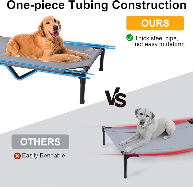 48'' Outdoor Elevated Dog Bed with Canopy, Raised Dogs Bed, Dog Cot(Large) | Outdoor Dog Bed with Canopy Medium Large Size Dogs with Ice Pack, Dog Cooling Beds, Outdoor Pet Hammock Beds, Outside Pet Bed