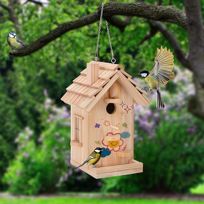 DIY Bird House Kit – Build Your Own Bird House, Natural Cedar Wood Craft Kit for Adults & Kids Ages 8-12, Pre-Drilled Easy Assembly, Eco-Friendly Birdhouse Kit (11.6x6.5x5.5in)