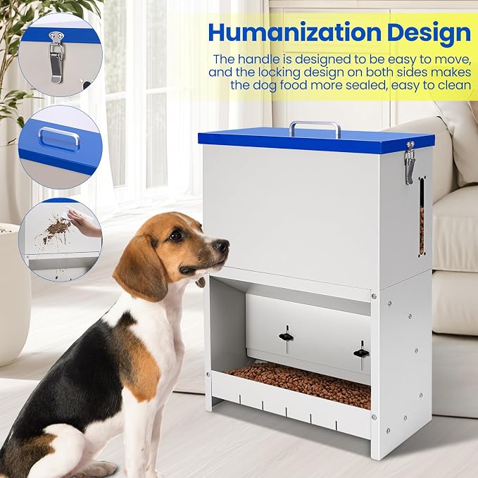 22lbs Gravity Dog Feeder - Automatic Dog Feeder Large Breed | Dog Food Dispenser,Adjustable Feeding Speed,Two Installation Method,Solid Material, Viewing Window Design,for Cat Dog