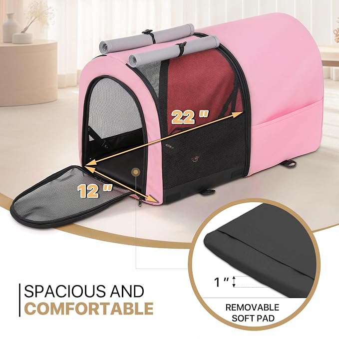 MoNiBloom Double Dog Stroller for Small and Medium Dog Cats, Pink/Gray | Pet Stroller with Detachable Carrier Bags Large 4 Wheels Foldable Jogger for Small and Medium Dog Cats