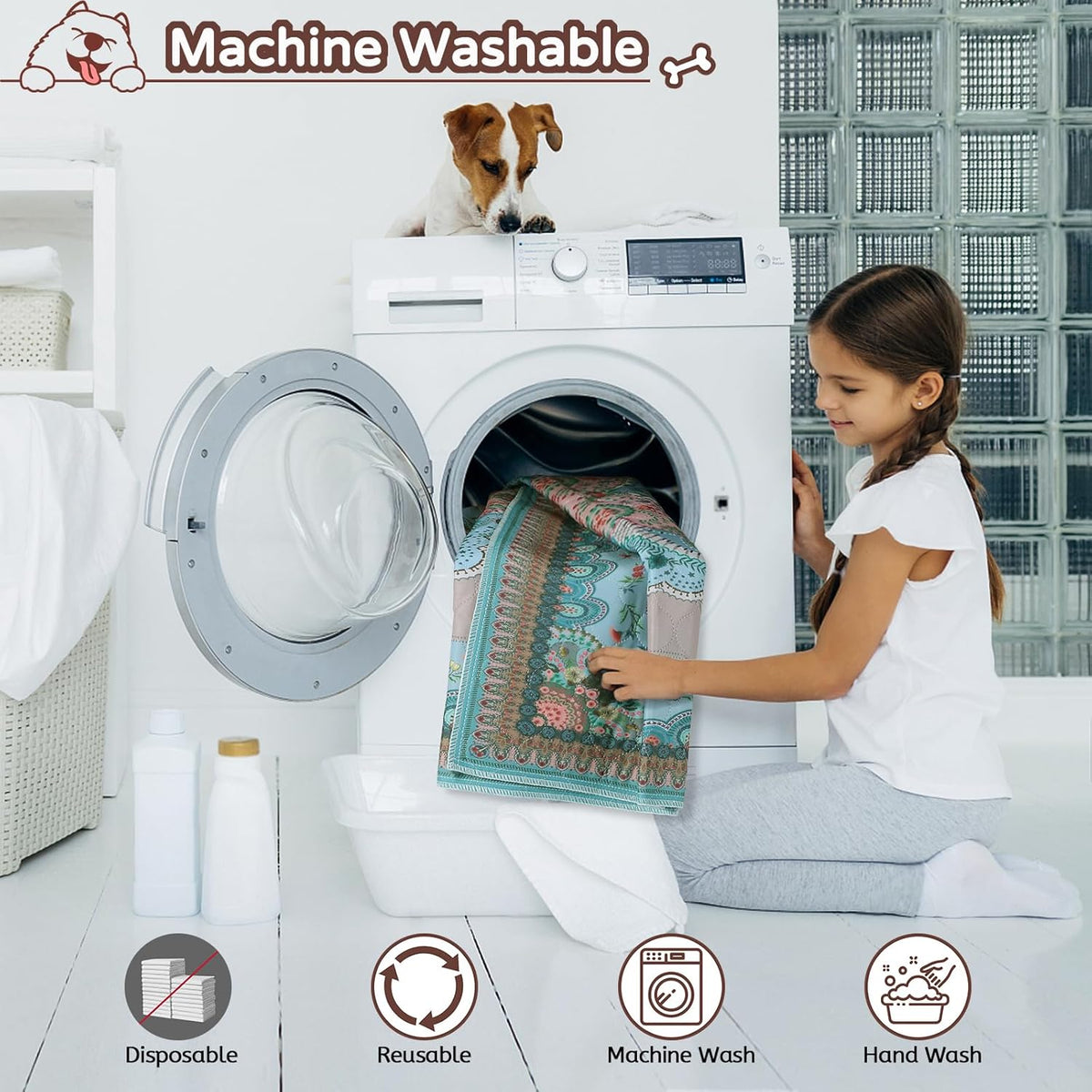 Aitmexcn Washable Pee Pads for Dogs, 72"x72" 2 Pack Reusable Puppy Pads Pet Training Pads, Super Absorbent, 100% Waterproof Dog Pee Pads, Whelping, Housebreaking, Incontinence, for Playpen