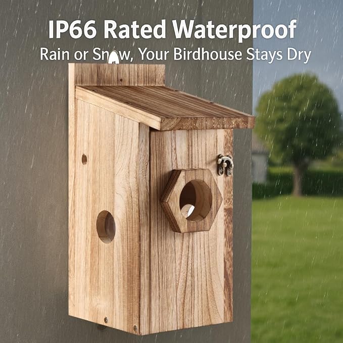 Bird House for Outside –Hanging Birdhouse for Bluebird Finch Swallow Wren Chickadee, Decorative Outdoor Bird Nesting Box with 3 Size Holes, Assembly Required (2)