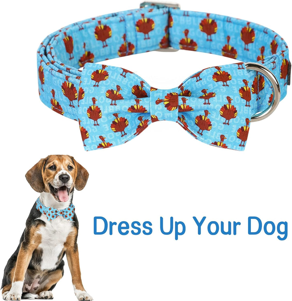 Unique style paws Christmas Dog Collar with Bow Tie Red Elk Cotton Collar Adjustable Puppy Collar for Small Medium Large Dogs-M
