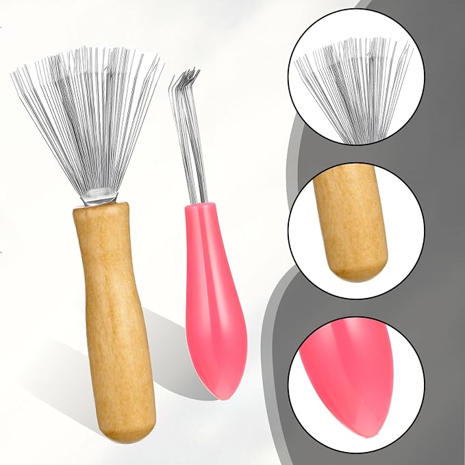 Comb and Brush Cleaner Tool Set, 5-Piece Comb Cleaner Set - Hair Brush Cleaner Rake, Comb Cleaning Brush, Maintenance Hair Comb for Home and Salon Use Removing Hair Dust