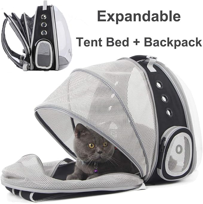Cat Bubble Backpack with Fan, Fit up to 12 lbs, Space Capsule Astronaut Clear Window Pet Travel Carrier Backpack for Cat and Small Puppy