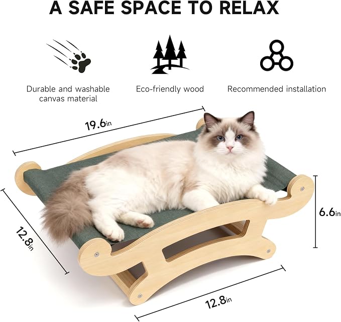 Cat Scratcher Bed for Indoor Cats Hammock for Scratching Pad Cat Chair Natural Scratch Post for Large Cats Scratcher Lounge, Wooden Cat Furniture(Large)
