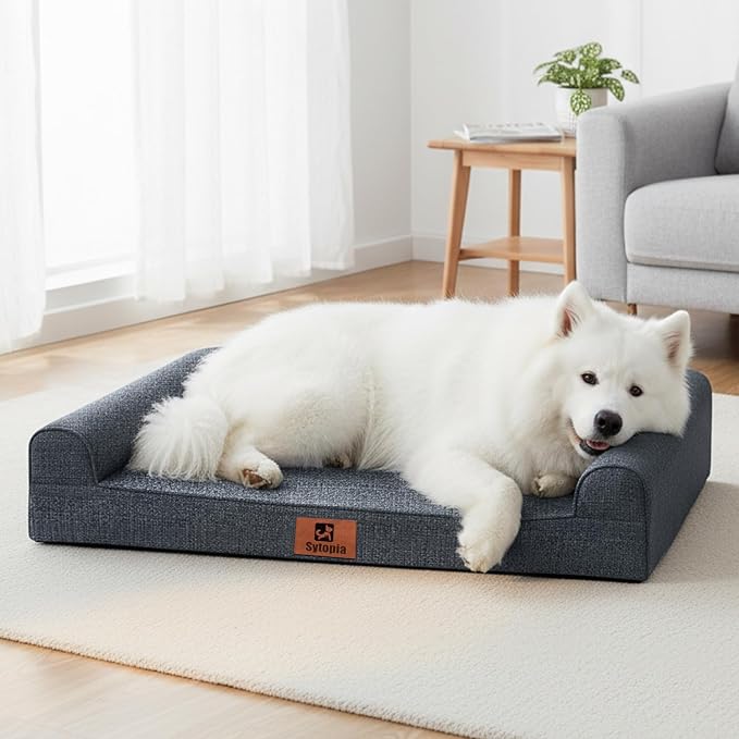42 Inch Orthopedic Dog Bed for Extra Large Dogs, Waterproof Foam Pet Couch Bed with Sides, Egg Crate Foam, Removable Washable Cover, Great Pet Gift, Dark Grey