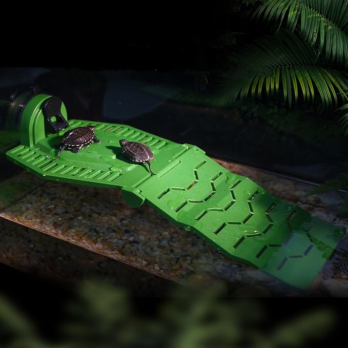 Turtle Resting Basking Platform, Foldable Turtle Ramp, Tortoise Climbing Ladder Resting Terrace for Frog Terrapin Reptiles Amphibian Habitat Hideouts Aquarium Decor Floating Dock (Green, M)