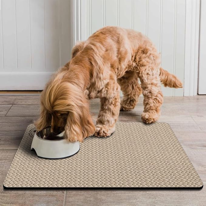 Pet Feeding Mat for Floors Waterproof Dog Mat for Food and Water Absorbent Quick Dry Non Slip mat for Cat Bowls