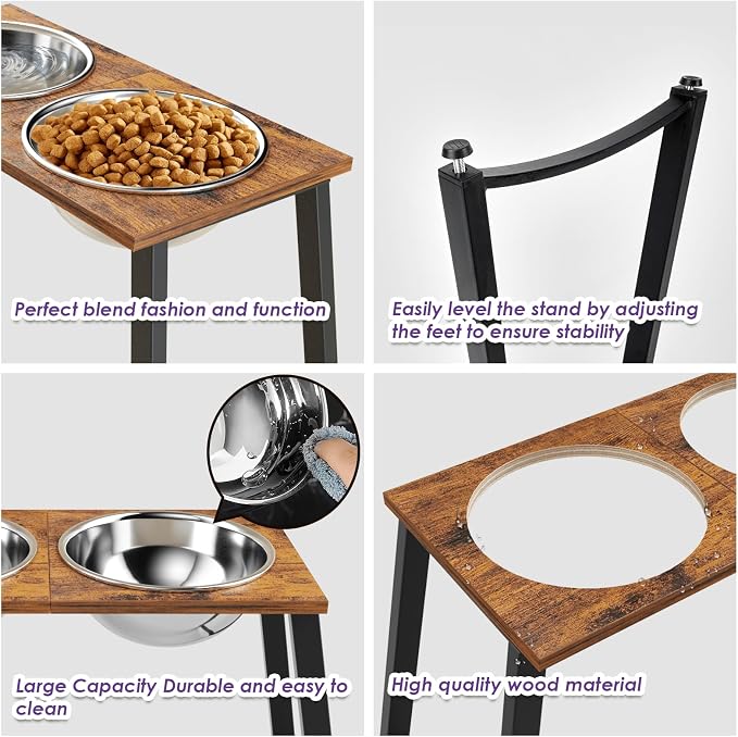 Elevated Dog Bowls for X-Large Dogs with Spill Proof Mat 2 X-Large 3000ML(13CUPS) Stainless Steel Dog Bowls, 16.5" Tall Raised Dog Bowl Stand,Dog Food & Water Bowls for Large, Extra Large Dogs